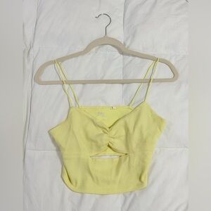 Butter yellow Pacsun crop top with cut out detail